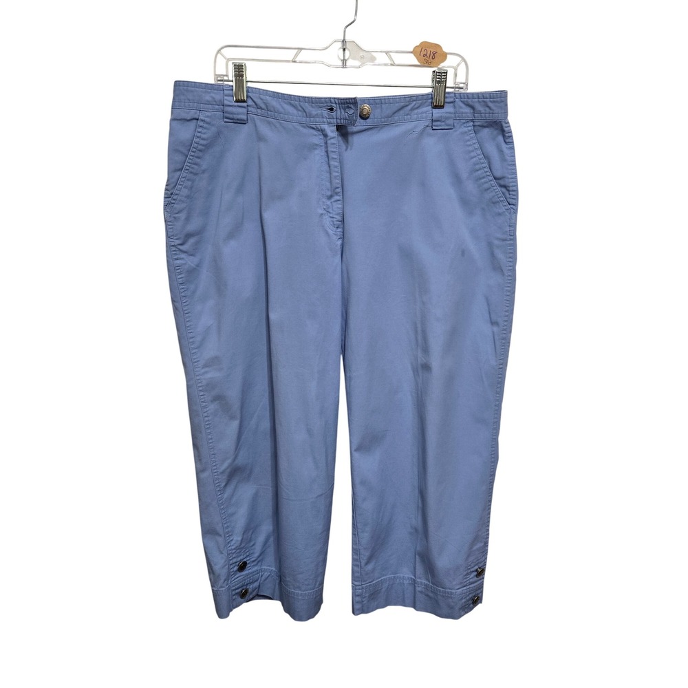 Sag Harbor Sport Petite Blue Cropped Capri Pants Women 16P 562859 Stretch Twill